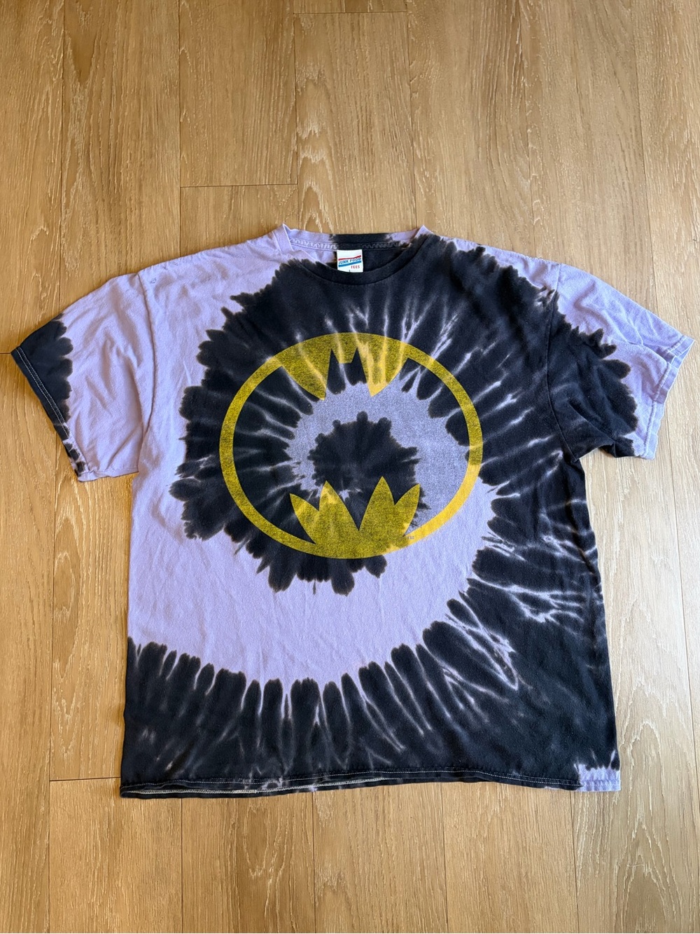 Junk Food 100% Cotton Purple & Black Tie-Dye Batman Logo Graphic Tee